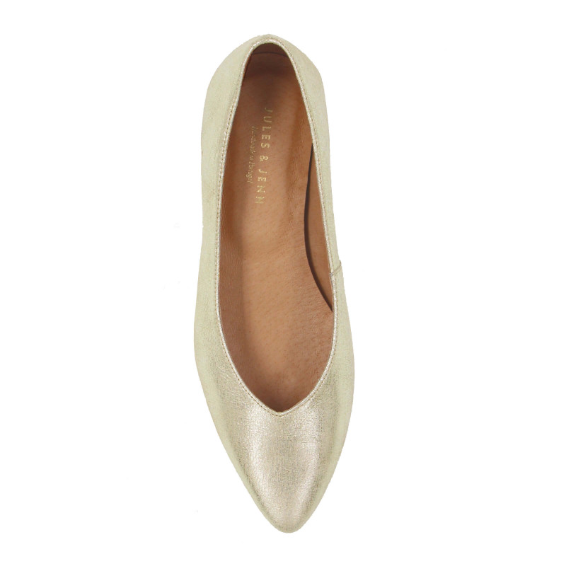 vue dessus ballerines cuir métallisé doré jules & jenn