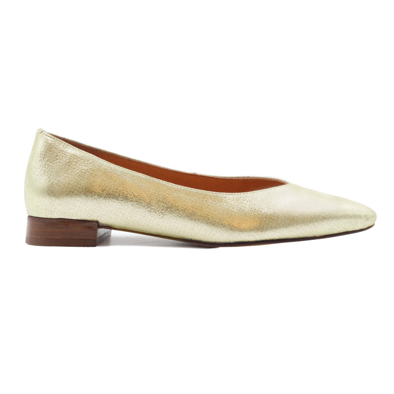 vue extérieur ballerines cuir métallisé doré jules & jenn