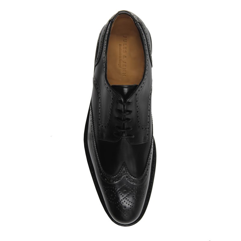 vue dessus derbies cousu goodyear cuir noir jules jenn