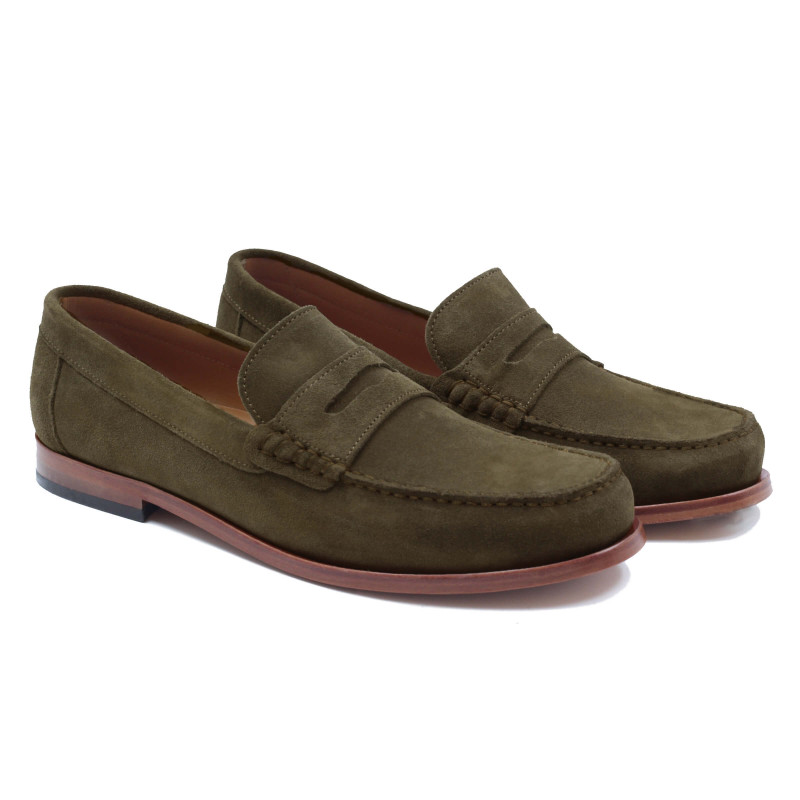 mocassins urbains cuir velours kaki jules & jenn