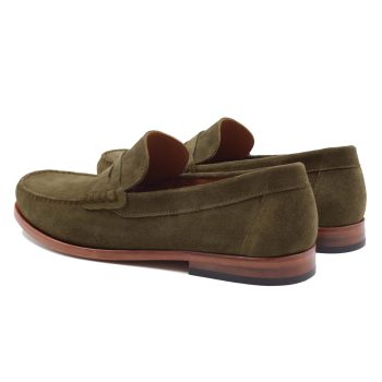 vue arrière mocassins urbains cuir velours kaki jules & jenn