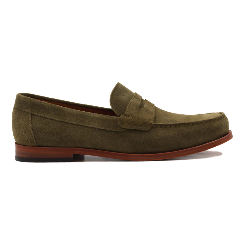 vue extérieur mocassins urbains cuir velours kaki jules & jenn