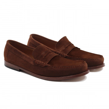 vue avant mocassins urbains cuir velours marron jules & jenn