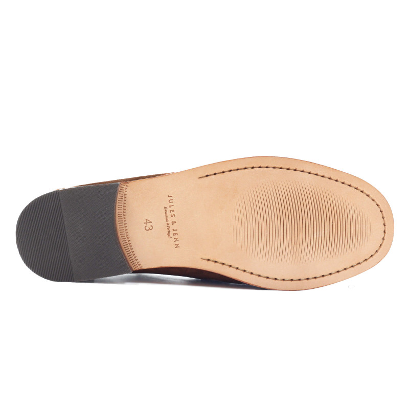 vue dessous mocassins urbains cuir velours marron jules & jenn