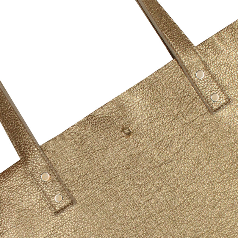 vue zoomee sac cabas plat cuir graine dore jules & jenn