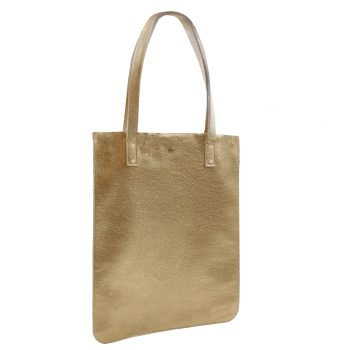 vue cote sac cabas plat cuir graine dore jules & jenn