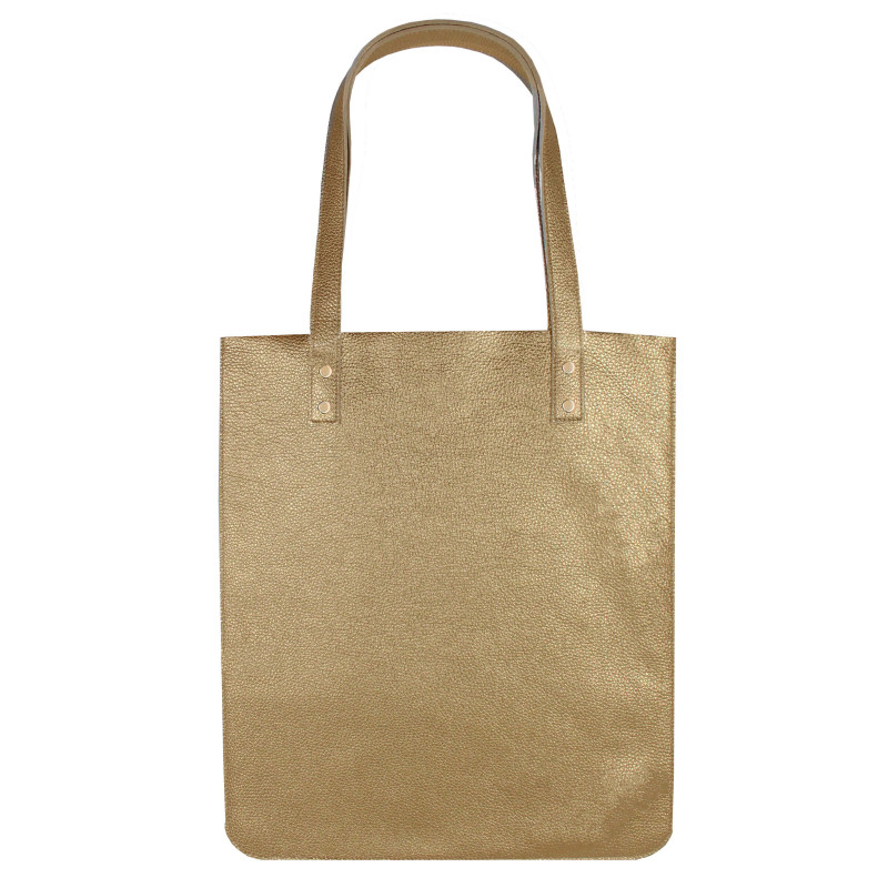 vue arriere sac cabas plat cuir graine dore jules & jenn