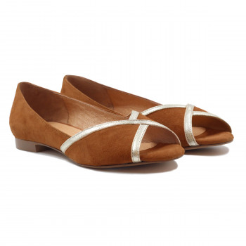 ballerines bout ouvert cuir velours camel jules & jenn