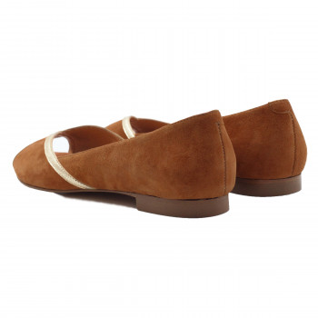 vue arrière ballerines bout ouvert cuir velours camel jules & jenn