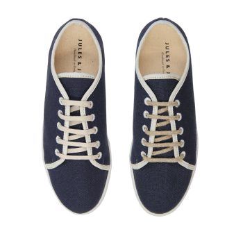vue dessus baskets lin bleu beige jules & jenn