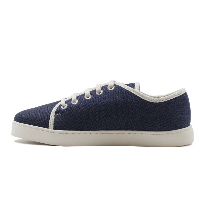 vue interieur baskets lin bleu beige jules & jenn