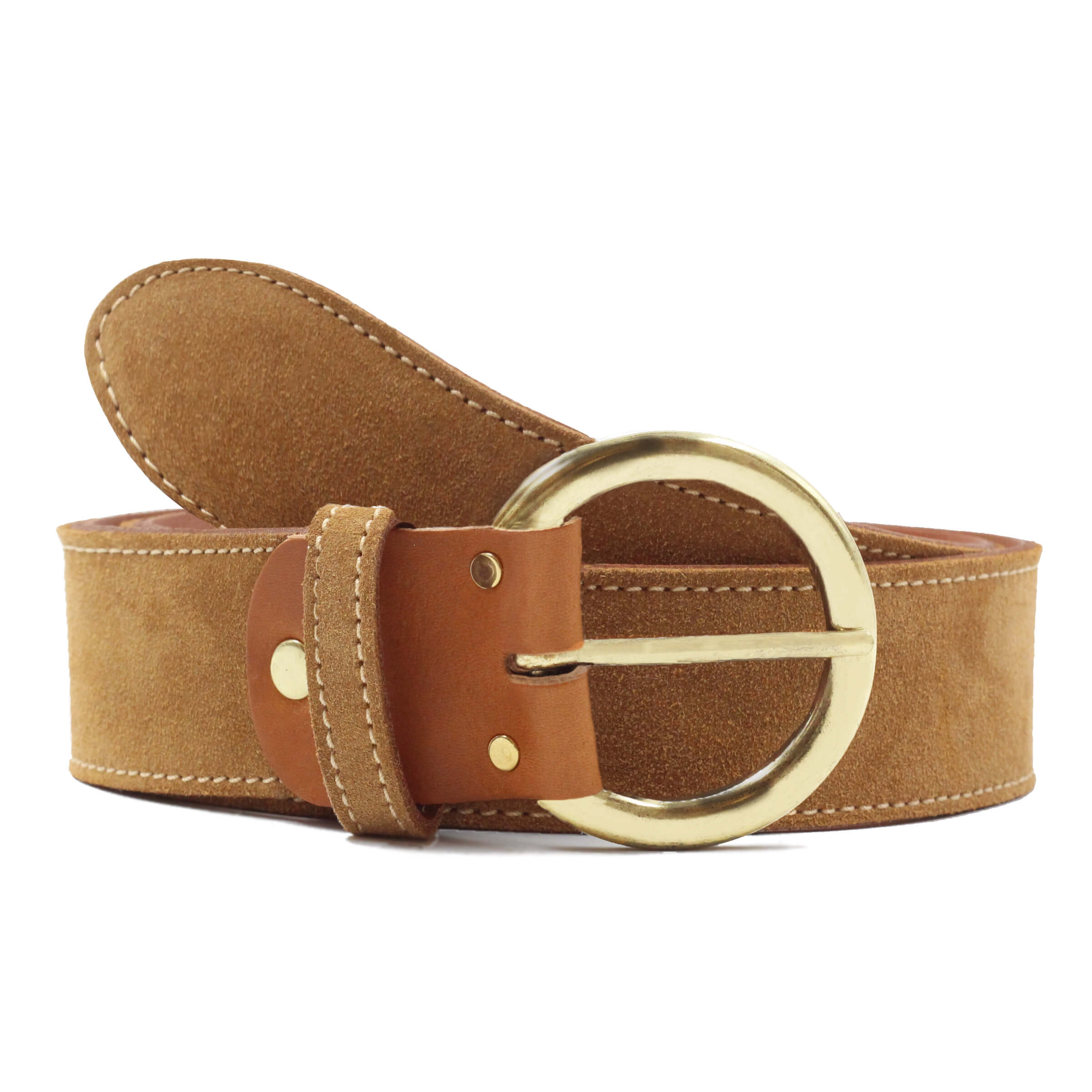 Ceinture bohème cuir daim camel