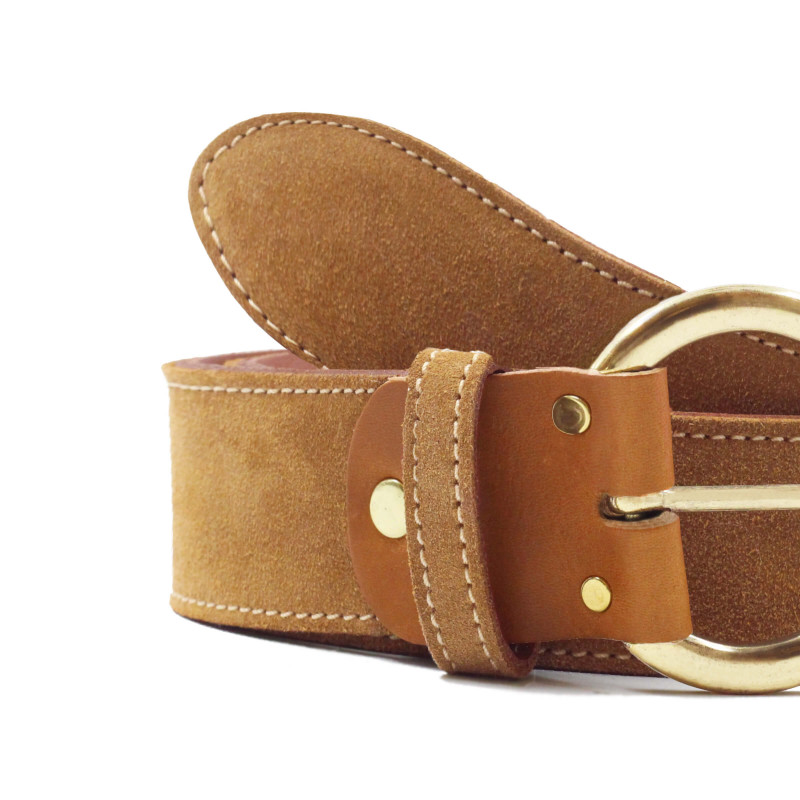 vue serree ceinture boheme cuir daim camel jules & jenn
