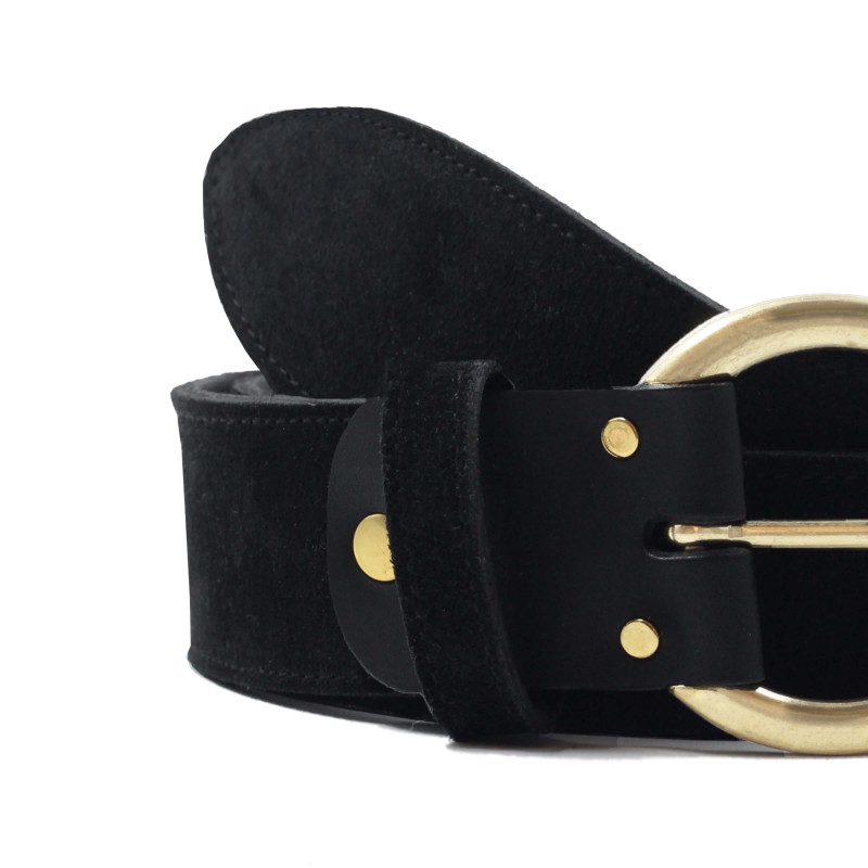 vue serree ceinture boheme cuir daim noir jules & jenn
