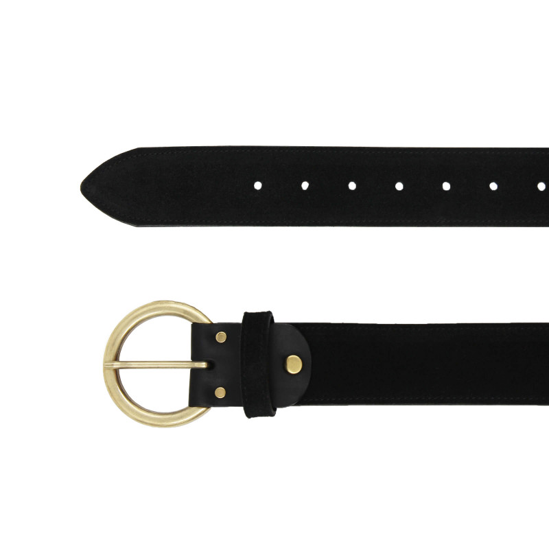 vue dessus ceinture boheme cuir daim noir jules & jenn