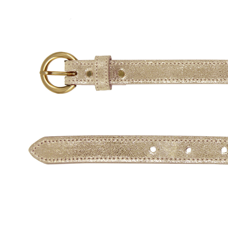 vue dessus ceinture boucle or cuir dore metallise jules & jenn