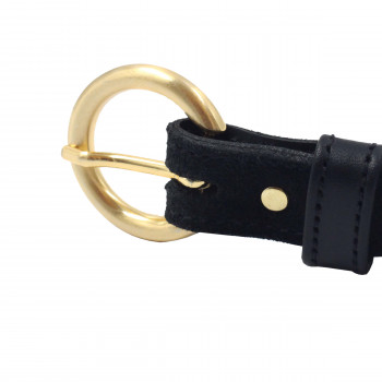 vue boucle ceinture boucle or cuir daim noir jules & jenn