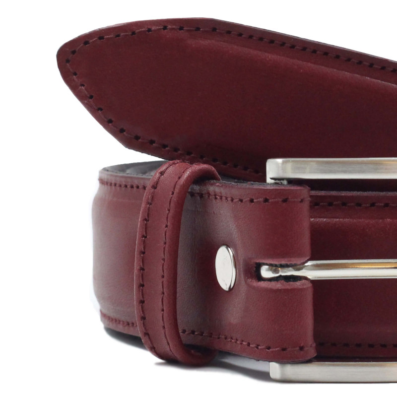vue serree ceinture classique cuir bordeaux jules & jenn