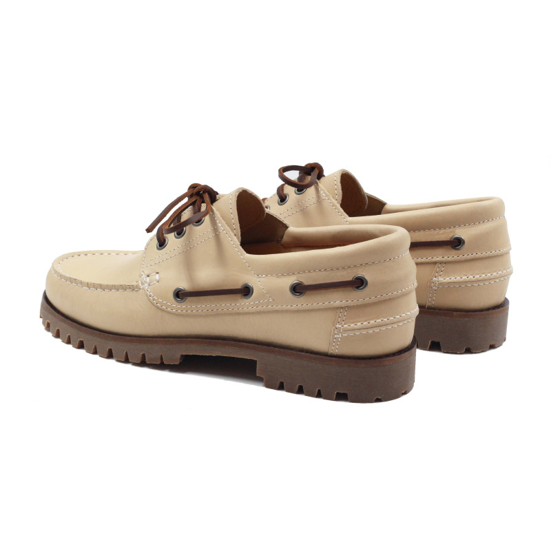 vue arriere chaussure bateau crampons cuir beige jules & jenn