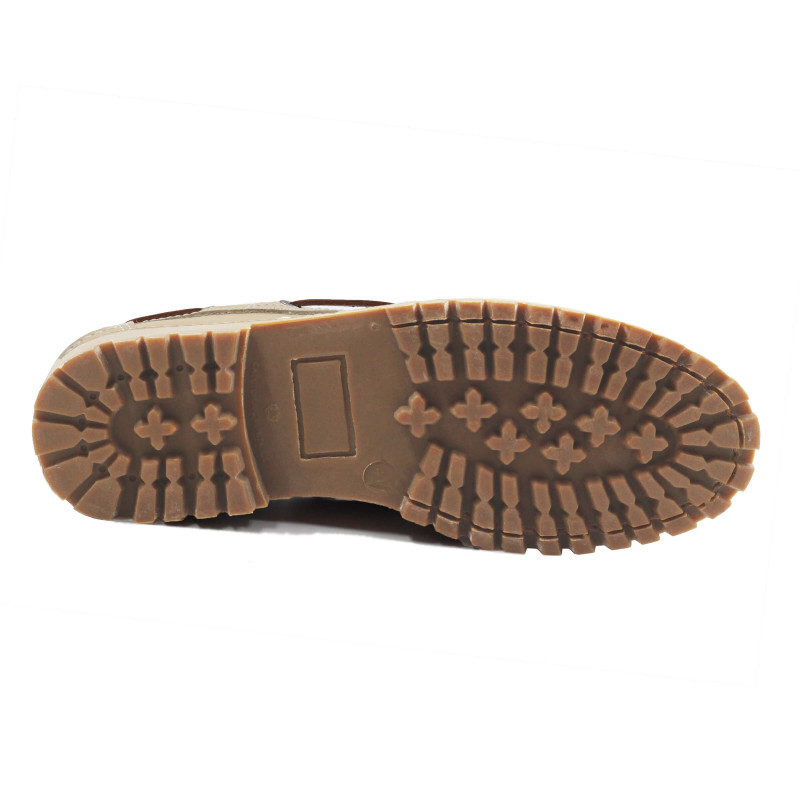 vue dessous chaussure bateau crampons cuir beige jules & jenn