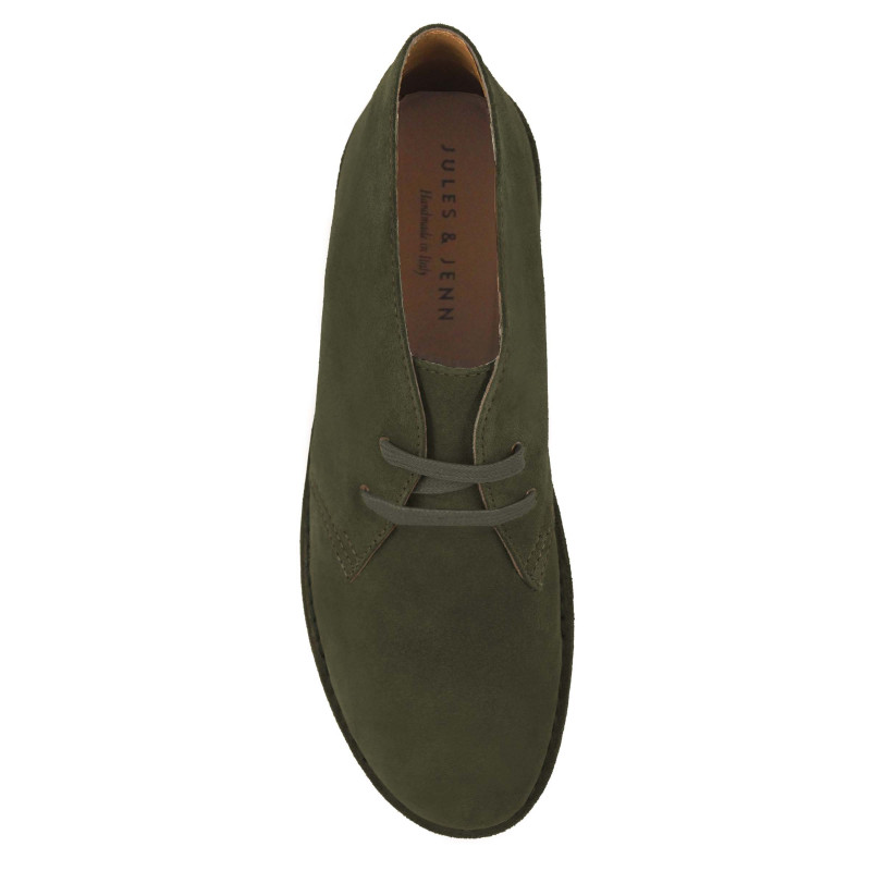 vue dessus chukka boots cuir daim kaki jules & jenn