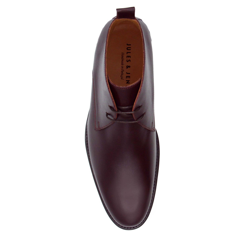 vue dessus desert boots cuir bordeaux jules & jenn