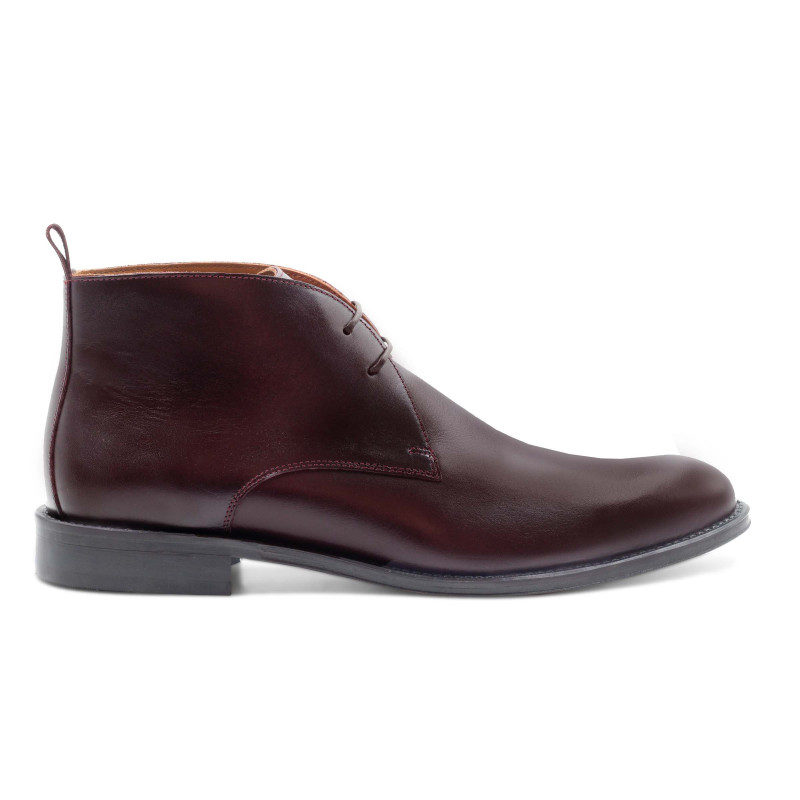 vue exterieure desert boots cuir bordeaux jules & jenn
