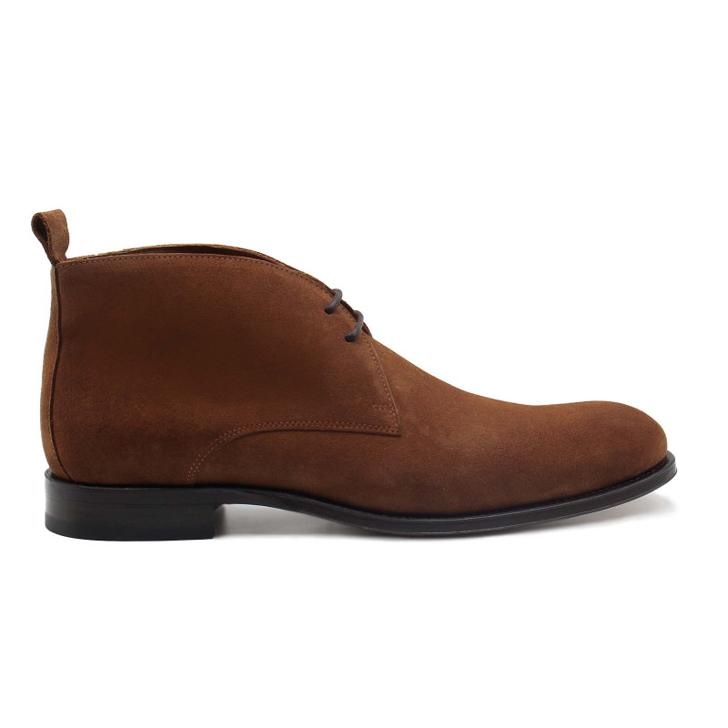 vue exterieure desert boots cuir daim cognac jules & jenn