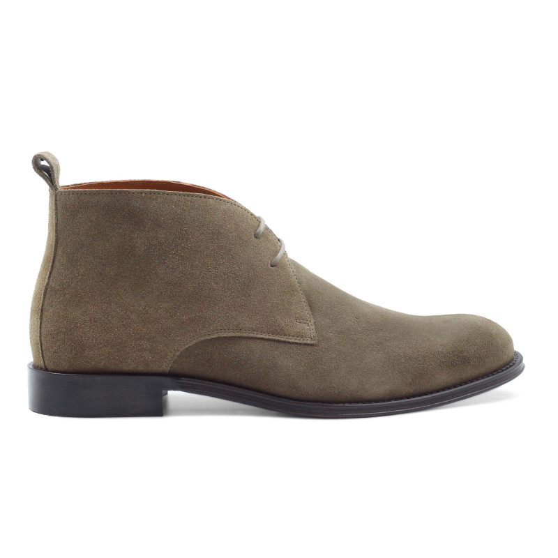 vue exterieure desert boots cuir daim kaki jules & jenn