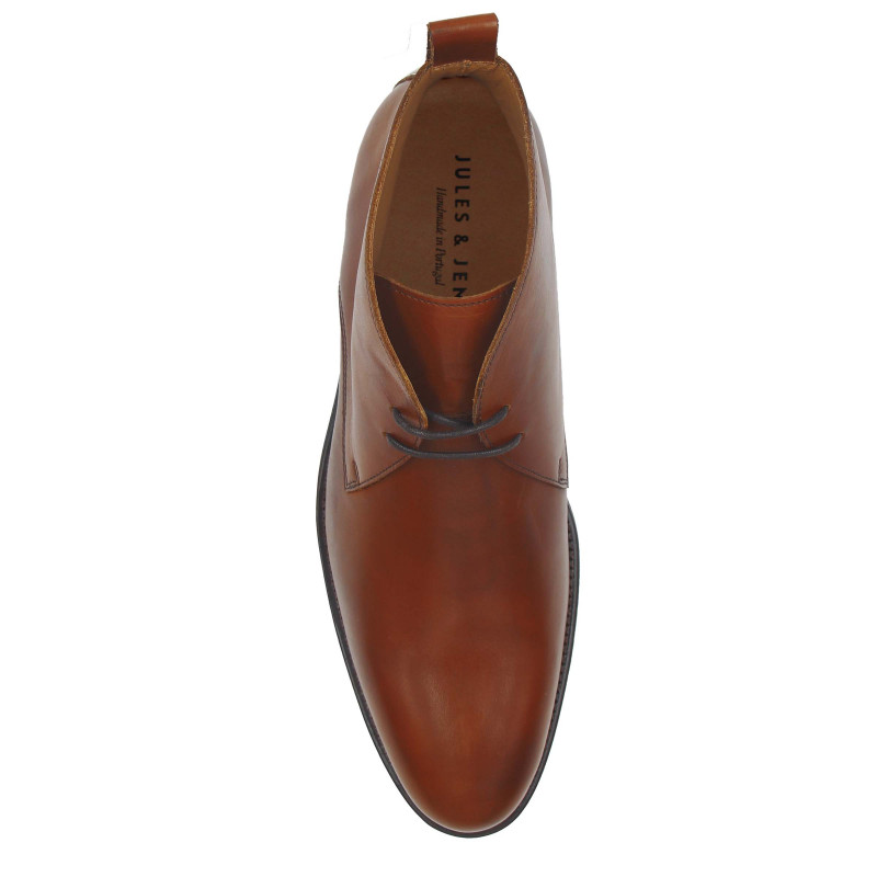 vue dessus desert boots cuir cognac jules & jenn