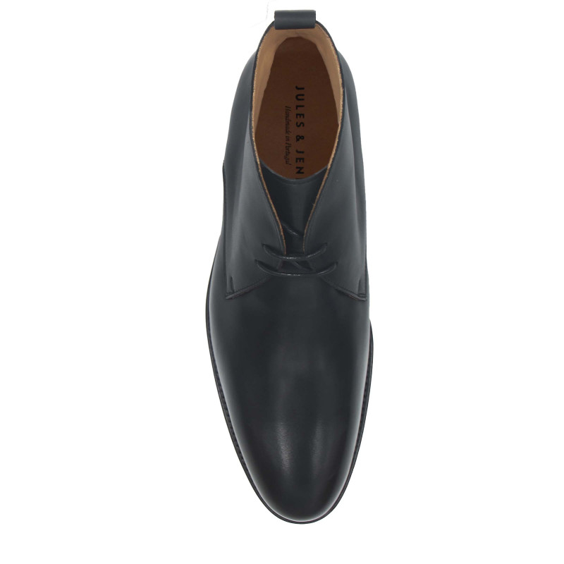 vue dessus desert boots cuir noir jules & jenn