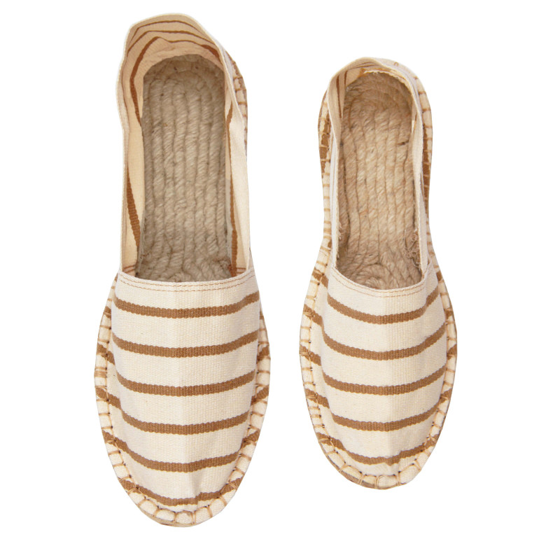 vue dessus espadrilles toile coton rayées beige jules & jenn