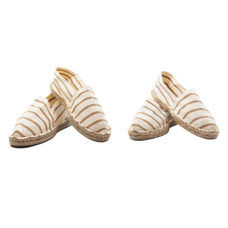 vue mixte espadrilles toile coton rayées beige jules & jenn