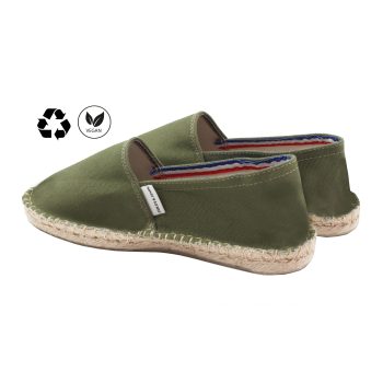 vue arriere espadrilles toile coton recyclé kaki jules & jenn