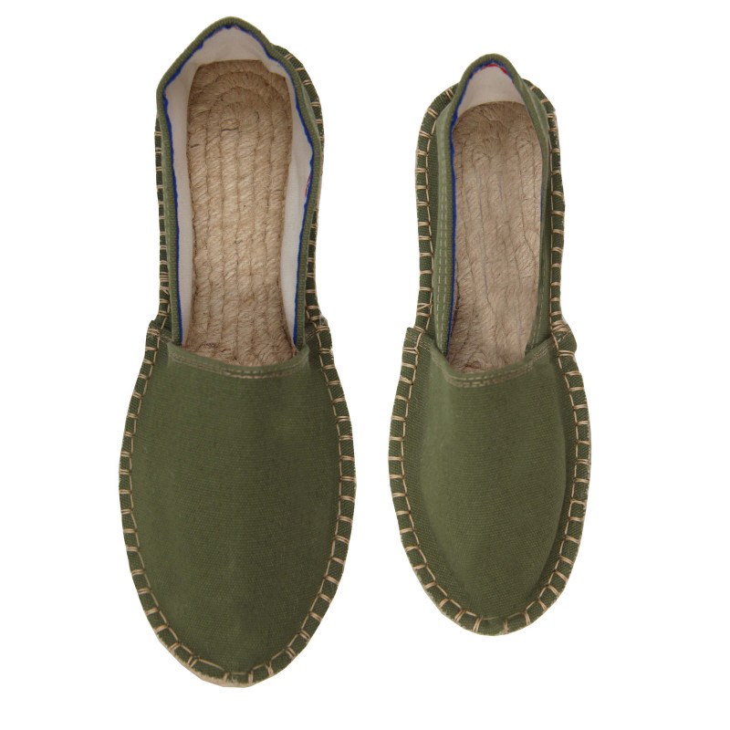 vue dessus espadrilles toile coton recyclé kaki jules & jenn