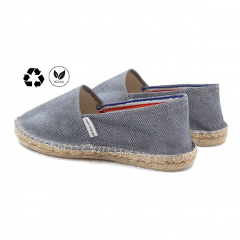 vue arriere espadrilles toile coton recyclé rayées bleu jules & jenn