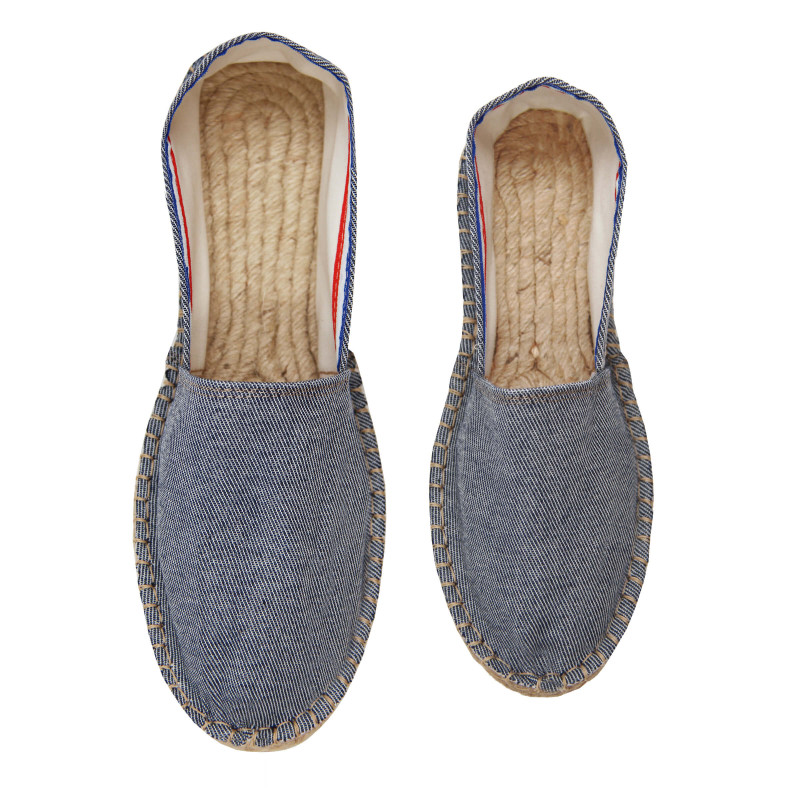 vue dessus espadrilles toile coton recyclé rayées bleu jules & jenn