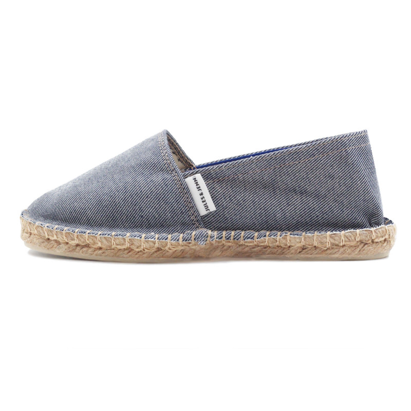 vue exterieur espadrilles toile coton recyclé rayées bleu jules & jenn