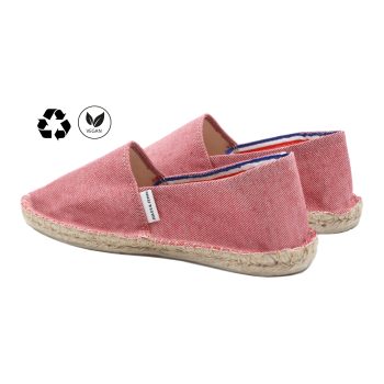 vue arriere espadrilles toile coton recyclé rayées rouge jules & jenn