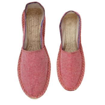 vue dessus espadrilles toile coton recyclé rayées rouge jules & jenn