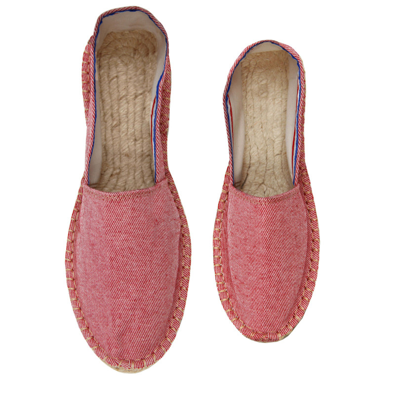 vue dessus espadrilles toile coton recyclé rayées rouge jules & jenn
