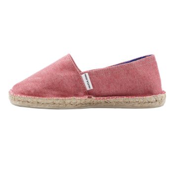 vue exterieur espadrilles toile coton recyclé rayées rouge jules & jenn