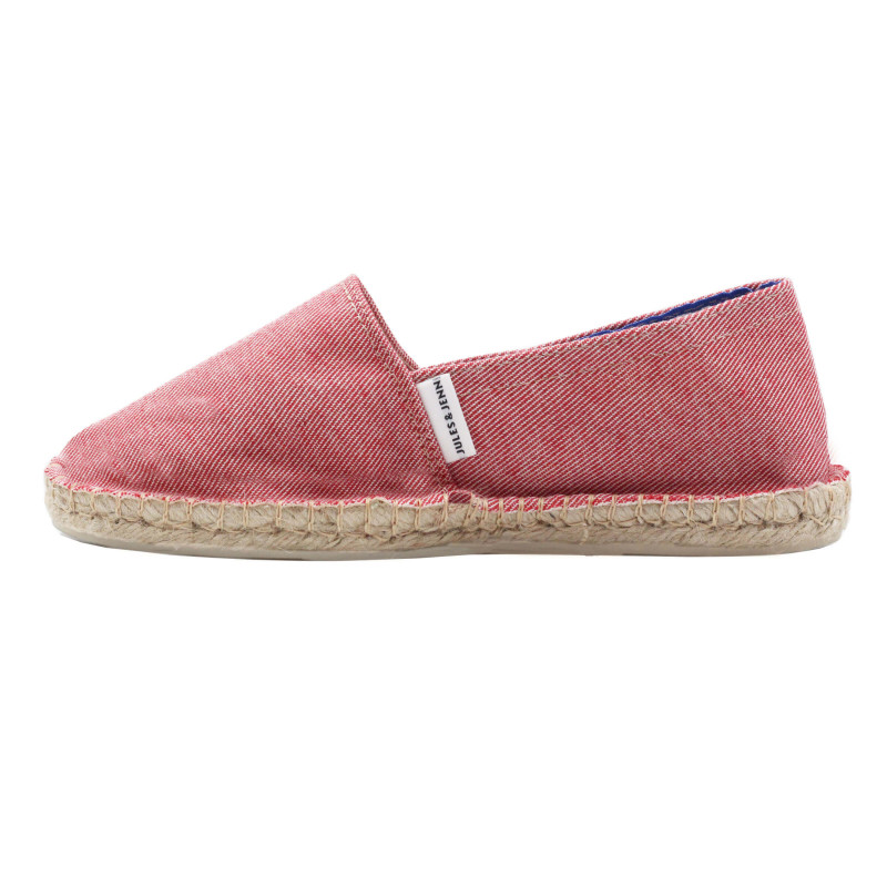 vue exterieur espadrilles toile coton recyclé rayées rouge jules & jenn
