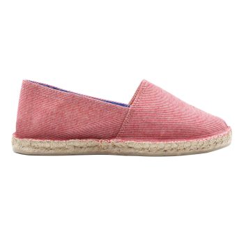 vue interieur espadrilles toile coton recyclé rayées rouge jules & jenn