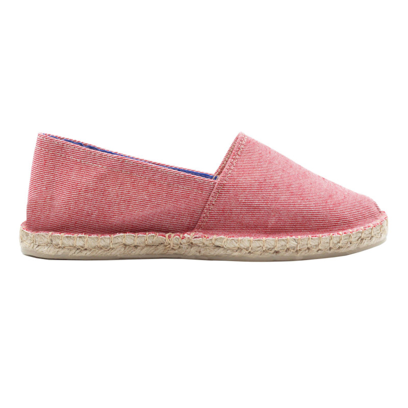vue interieur espadrilles toile coton recyclé rayées rouge jules & jenn