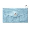 pochette enveloppe cuir graine metallise upcycle bleu clair jules & jenn