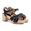sandales talon bois cuir noir jules & jenn