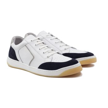 baskets retro homme cuir blanc & bleu jules & jenn