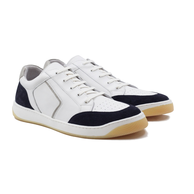 baskets retro homme cuir blanc & bleu jules & jenn