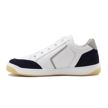 vue interieur baskets retro homme cuir blanc & bleu jules & jenn